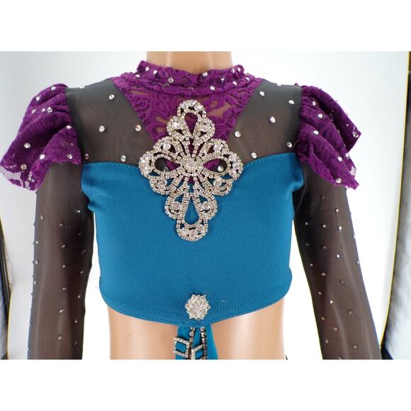 Dance Costume Reverence Small Child Teal Jazz Contemporary Long Sleeve Pageant - Picture 3 of 11